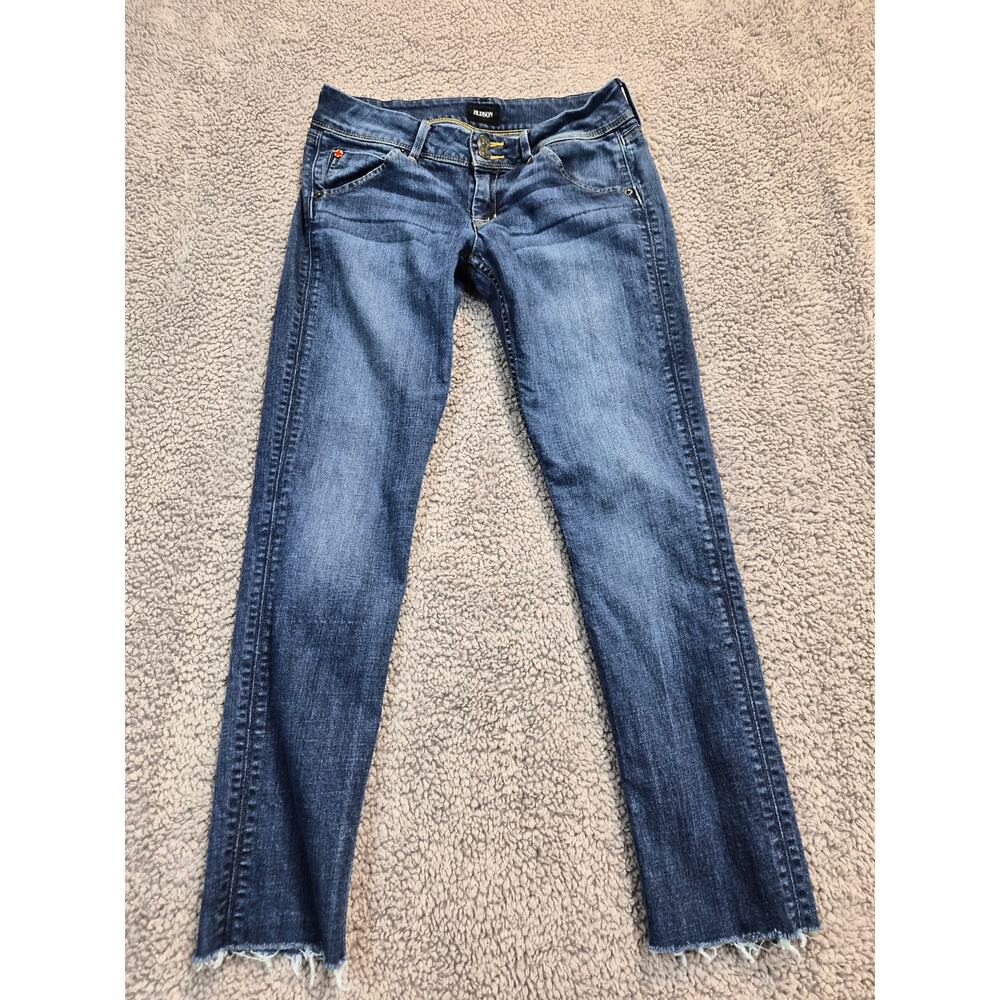 Hudson Jeans Women's Size 28 Dark Blue Collin Flap Skinny Jean Raw Hem (0639)